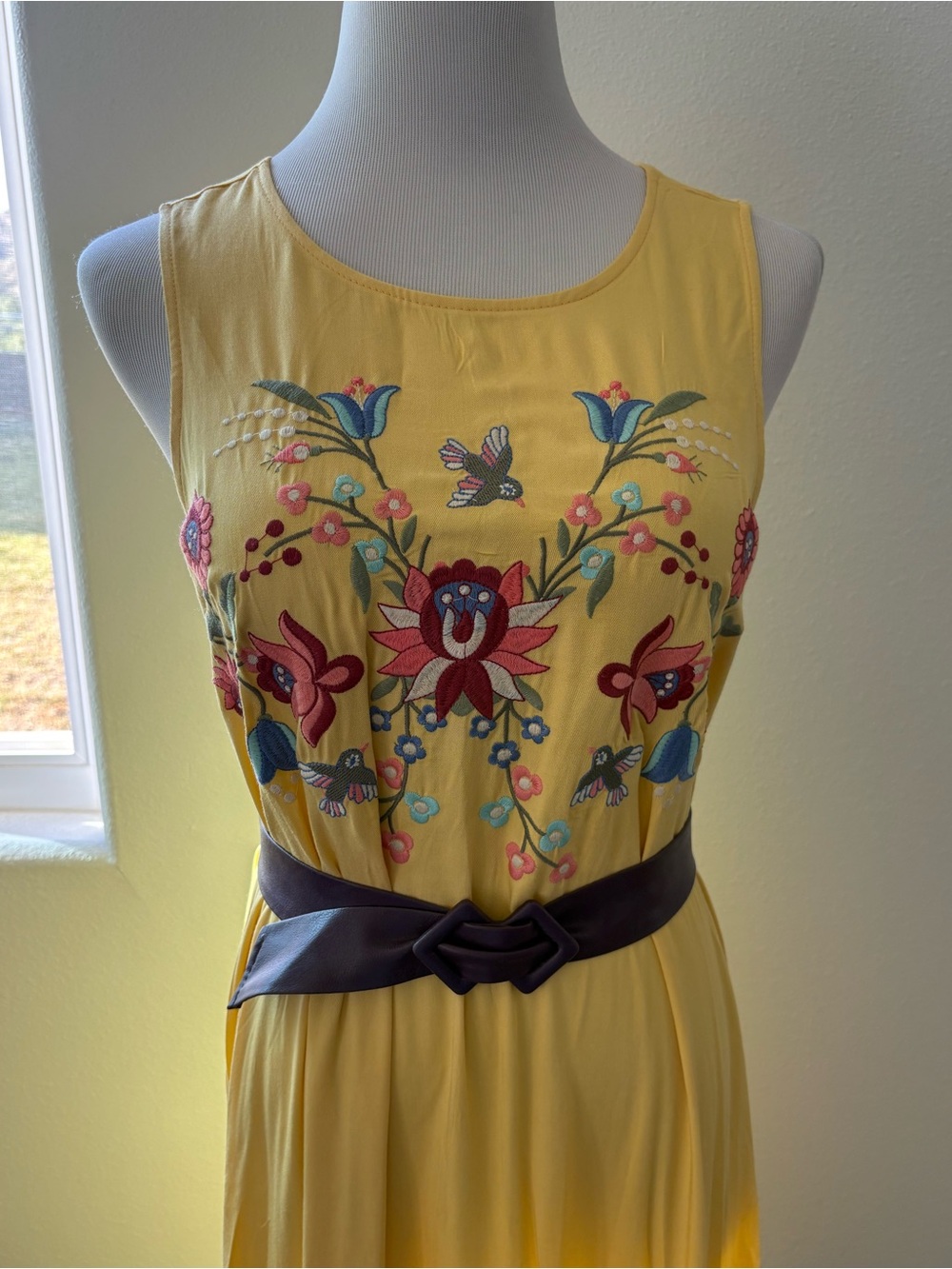 Maxi by Davi & Dani Floral Embroidered Yellow Maxi